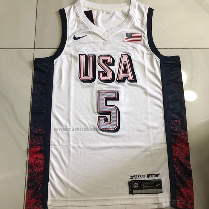Camiseta USA 2024 Anthony Edwards #5 Blanco